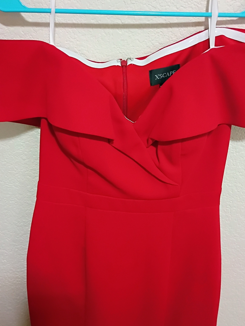 Xscape Red One-Shoulder Ruffle Cocktail Dress - Picture 2 of 4